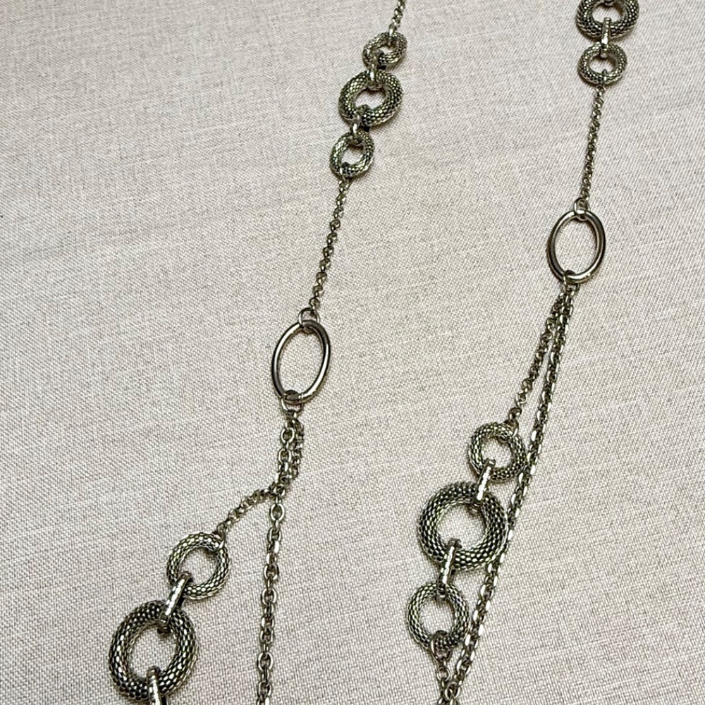 Premier Designs Silver Tone Long Statement Chain Necklace “Runway” - Picture 7 of 9